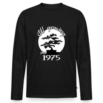 1975 geburtstag bonsaibaum "still growing" nebari - Männer Premium Bio Langarmshirt - Schwarz - Vorne - Nico (187cm)