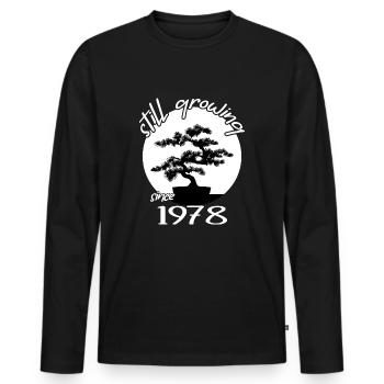 1978 Anniversaire Bonsaï arbre « Toujours en croissance"Nebari - T-shirt manches longues Premium bio Homme - noir - Devant - Nico (187cm)