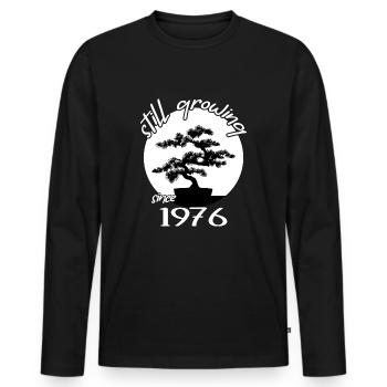 1976 geburtstag bonsaibaum "still growing" nebari - Männer Premium Bio Langarmshirt - Schwarz - Vorne - Nico (187cm)