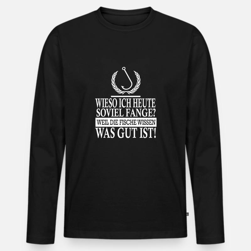 Angler - Männer Premium Bio Langarmshirt - Schwarz