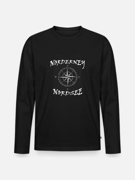 Norderney - Männer Premium Bio Langarmshirt - Schwarz