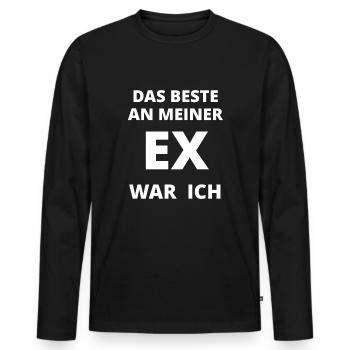Das Beste an meiner Ex war ich Spruch - Männer Premium Bio Langarmshirt - Schwarz - Vorne - Nico (187cm)