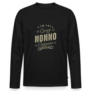 Nonno fou - T-shirt manches longues Premium bio Homme - noir - Devant - Nico (187cm)