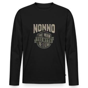 Nonno le mythe - T-shirt manches longues Premium bio Homme - noir - Devant - Nico (187cm)