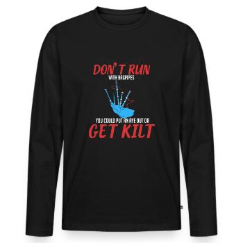 Funny Scottish bagpipe gift shirt - Men's Premium Organic Long Sleeve Shirt - black - Front - Nico (187cm)