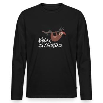 Entspannte Weihnachten - Männer Premium Bio Langarmshirt - Schwarz - Vorne - Nico (187cm)