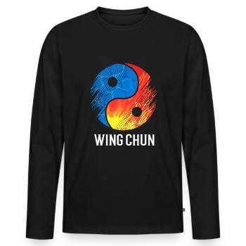 Wing Chun - Männer Premium Bio Langarmshirt - Schwarz - Vorne - Nico (187cm)