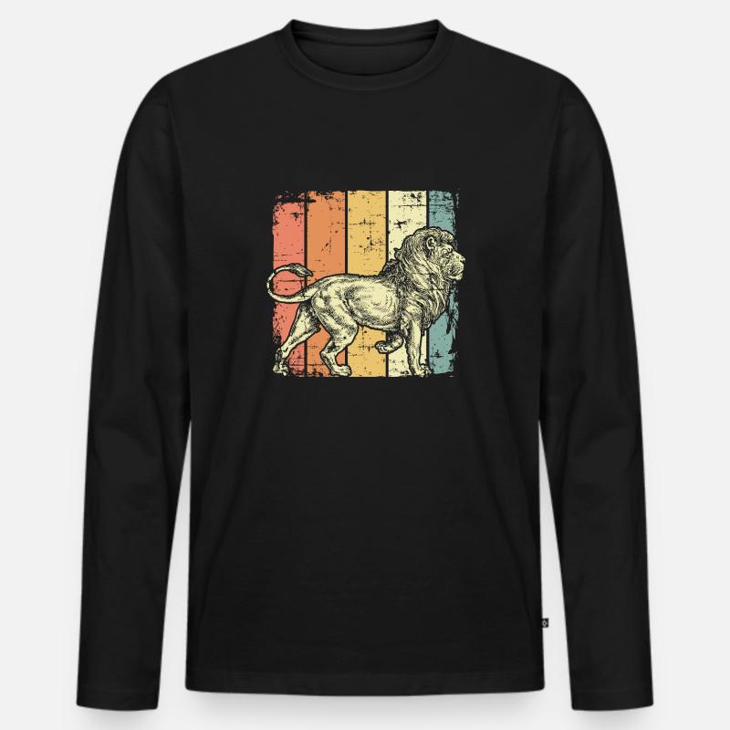 lion - Men's Premium Organic Long Sleeve Shirt - black
