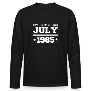 36e anniversaire cadeau juillet 1985 - T-shirt manches longues Premium bio Homme - noir - Devant - Nico (187cm)