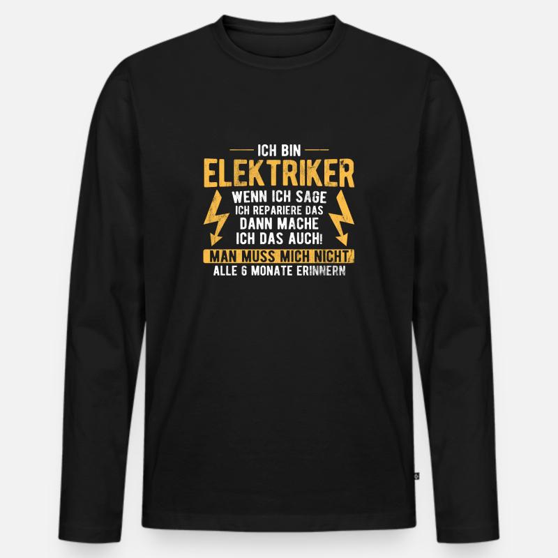 Elektriker Elektrik - Männer Premium Bio Langarmshirt - Schwarz