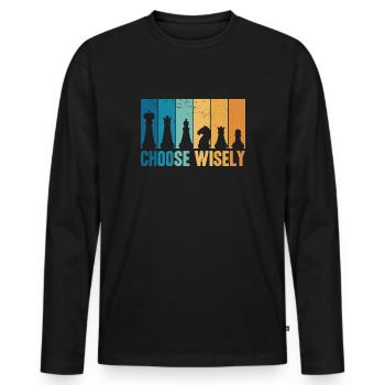 Chess Pieces Vintage Chess Chess Game - Men's Premium Organic Long Sleeve Shirt - black - Front - Nico (187cm)