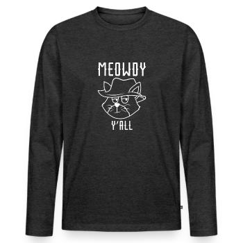 Meowdy Y’all - T-shirt manches longues Premium bio Homme - anthracite chiné - Devant - Nico (187cm)