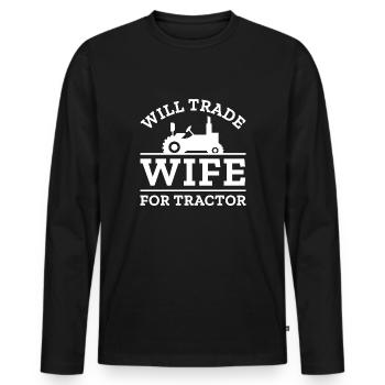 Échangera sa femme contre un tracteur - T-shirt manches longues Premium bio Homme - noir - Devant - Nico (187cm)