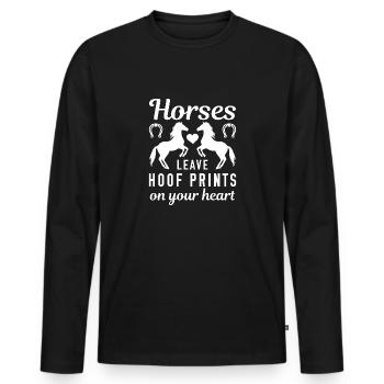 Les chevaux laissent des empreintes de sabots sur votre cœur - T-shirt manches longues Premium bio Homme - noir - Devant - Nico (187cm)