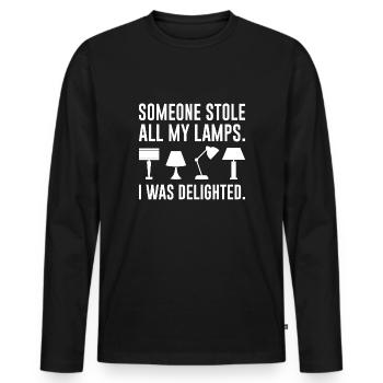Jemand hat alle meine Lampen gestohlen - Männer Premium Bio Langarmshirt - Schwarz - Vorne - Nico (187cm)