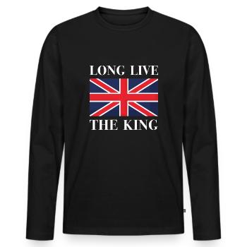 Vive le Roi - T-shirt manches longues Premium bio Homme - noir - Devant - Nico (187cm)