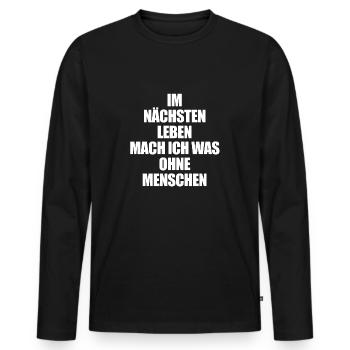 Ohne Menschen - Männer Premium Bio Langarmshirt - Schwarz - Vorne - Nico (187cm)