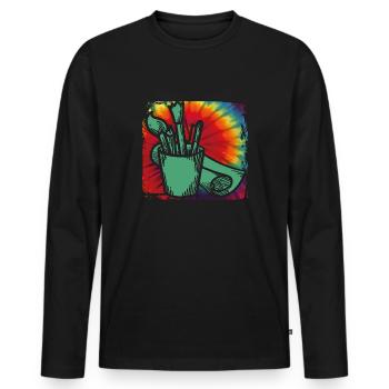 Artistes - T-shirt manches longues Premium bio Homme - noir - Devant - Nico (187cm)