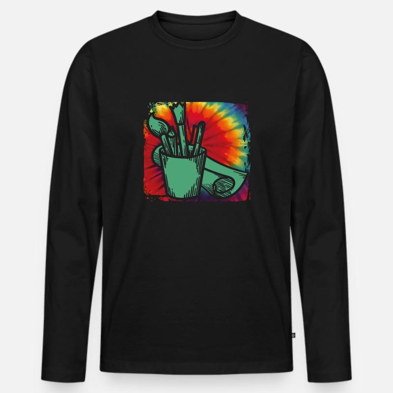 Künstler - Männer Premium Bio Langarmshirt - Schwarz