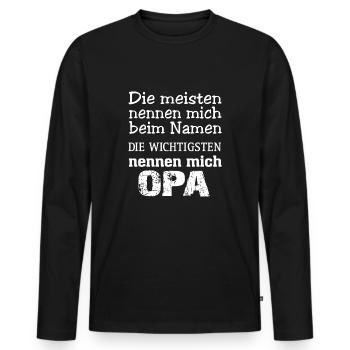 Grand-père grand-père - T-shirt manches longues Premium bio Homme - noir - Devant - Nico (187cm)