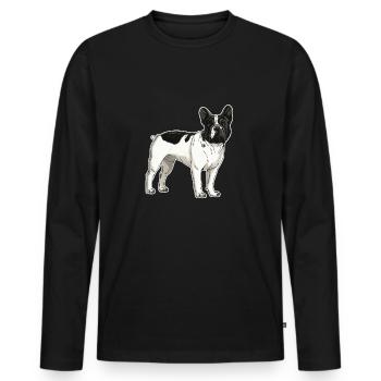 French Bulldog T-shirt. - Men's Premium Organic Long Sleeve Shirt - black - Front - Nico (187cm)