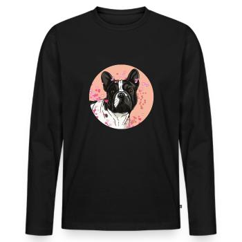 French Bulldog T-shirt. - Men's Premium Organic Long Sleeve Shirt - black - Front - Nico (187cm)