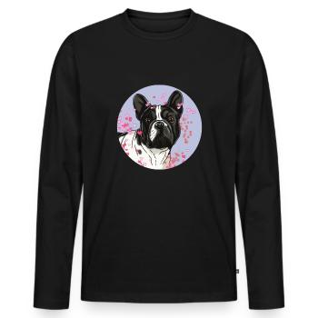 French Bulldog T-shirt. - Men's Premium Organic Long Sleeve Shirt - black - Front - Nico (187cm)
