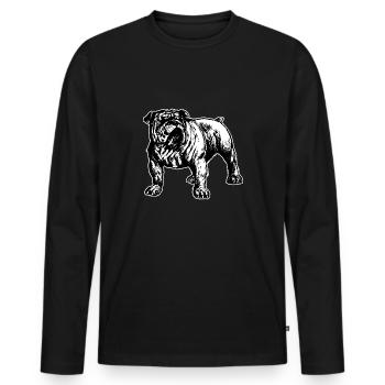 English Bulldog T-shirt. BULLY the dog. - Men's Premium Organic Long Sleeve Shirt - black - Front - Nico (187cm)