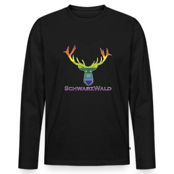Schwarzwald Hirsch - Multi Color - Männer Premium Bio Langarmshirt - Schwarz - Vorne - Nico (187cm)