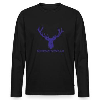 Schwarzwald Hirsch - Uni blau - Männer Premium Bio Langarmshirt - Schwarz - Vorne - Nico (187cm)