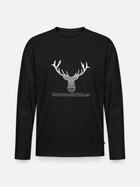 Schwarzwald Hirsch - Multi grey - Männer Premium Bio Langarmshirt - Schwarz