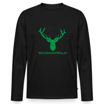 Schwarzwald Hirsch - Uni grün - Männer Premium Bio Langarmshirt - Schwarz - Vorne - Nico (187cm)
