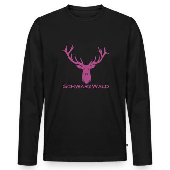 Schwarzwald Hirsch - Uni lila - Männer Premium Bio Langarmshirt - Schwarz - Vorne - Nico (187cm)