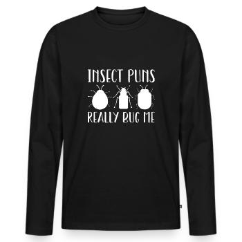 Insect Puns Really Bug Me - Men's Premium Organic Long Sleeve Shirt - black - Front - Nico (187cm)