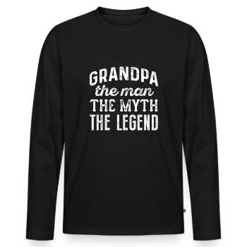 Grandpa The Man The Myth The Legend - Men's Premium Organic Long Sleeve Shirt - black - Front - Nico (187cm)