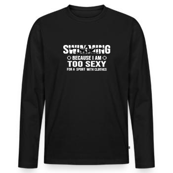 Schwimmer schwimmen "Badehose Badeanzug" - Männer Premium Bio Langarmshirt - Schwarz - Vorne - Nico (187cm)