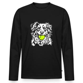 Australian Shepherd Ball Ball Junkie Dogs Wilsigns - Men's Premium Organic Long Sleeve Shirt - black - Front - Nico (187cm)