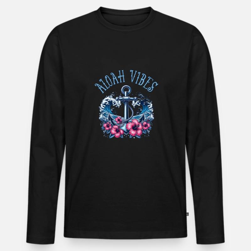 Aloha Vibes - Männer Premium Bio Langarmshirt - Schwarz