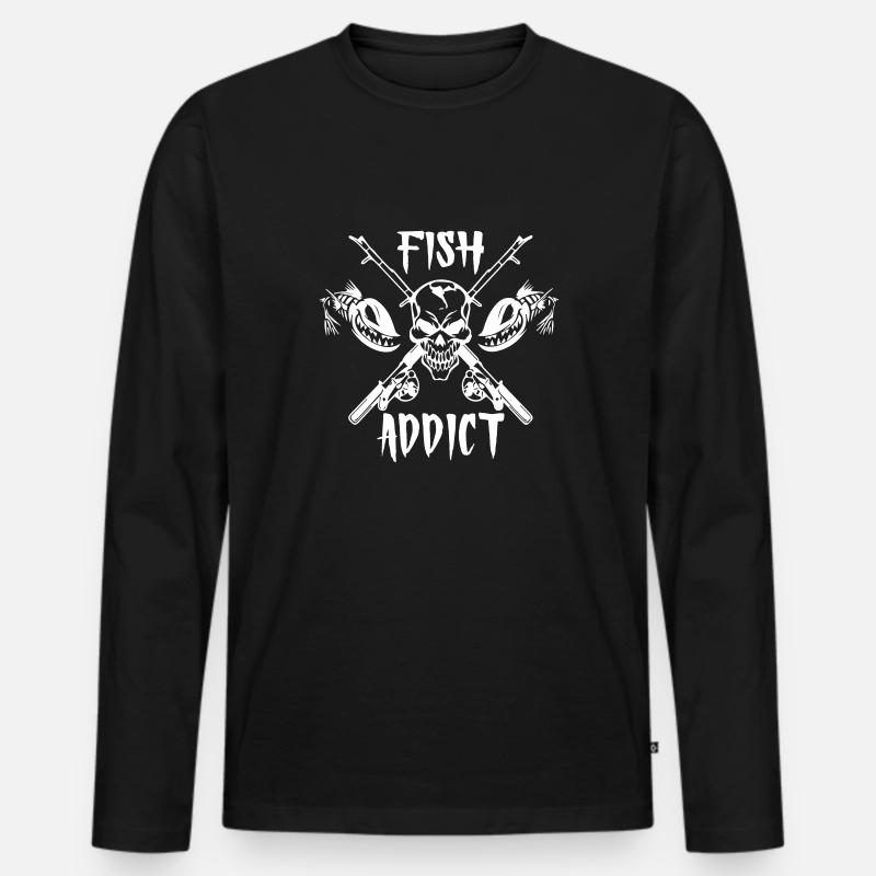 Fish Addict - Männer Premium Bio Langarmshirt - Schwarz