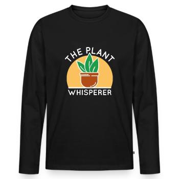 Le Chuchoteur de plantes - T-shirt manches longues Premium bio Homme - noir - Devant - Nico (187cm)