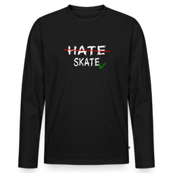 skater skateboard sk8 halfpipe skateboarder skate - Men's Premium Organic Long Sleeve Shirt - black - Front - Nico (187cm)