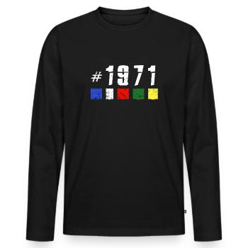 1971 anniversaire de randonnée au népal NOUVEAU TIBET - T-shirt manches longues Premium bio Homme - noir - Devant - Nico (187cm)