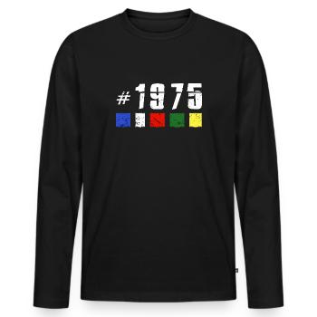 1975 anniversaire népal anniversaire randonnée NOUVEAU TIBET - T-shirt manches longues Premium bio Homme - noir - Devant - Nico (187cm)