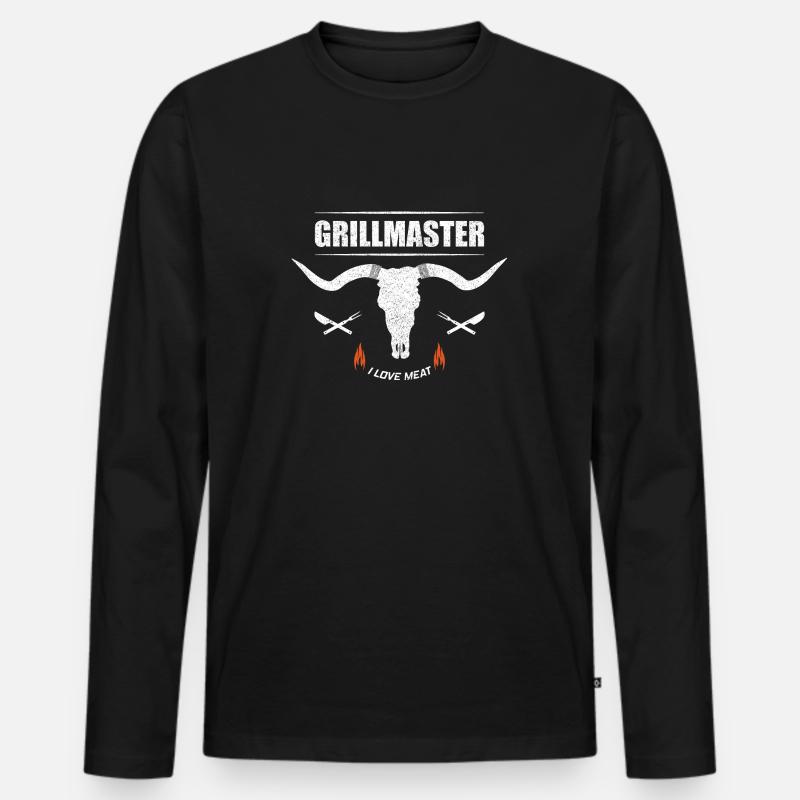 Grillmaster - Männer Premium Bio Langarmshirt - Schwarz