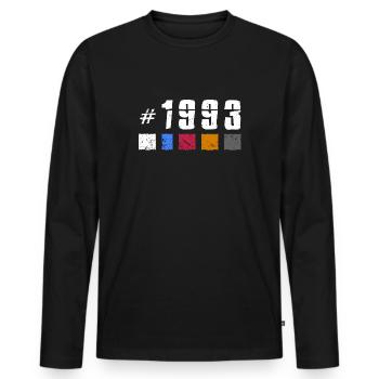 1993 Vintage Anniversaire Rétro Anniversaire « NewTibet » - T-shirt manches longues Premium bio Homme - noir - Devant - Nico (187cm)