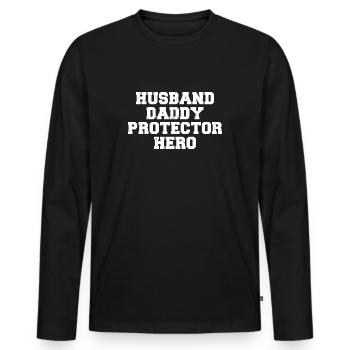 Héros de protection de papa mari - Cool Dad Design - T-shirt manches longues Premium bio Homme - noir - Devant - Nico (187cm)