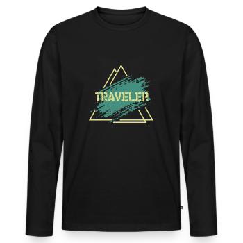 Reisen - Männer Premium Bio Langarmshirt - Schwarz - Vorne - Nico (187cm)