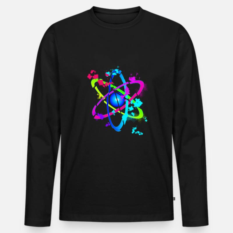Disrupted Atom - Männer Premium Bio Langarmshirt - Schwarz