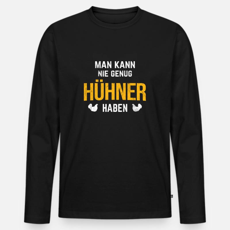 Hühner Geflügel Hahn - Männer Premium Bio Langarmshirt - Schwarz