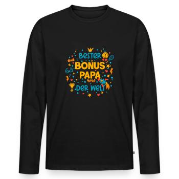 Bonus Papa - Männer Premium Bio Langarmshirt - Schwarz - Vorne - Nico (187cm)